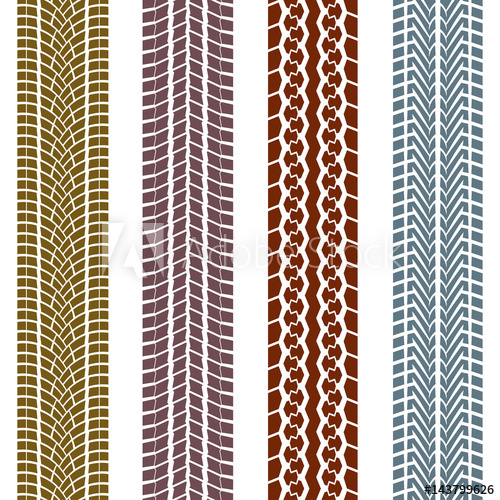 500x500 Tire Tread Set. Tyre Marks Background. Vector Illustration.