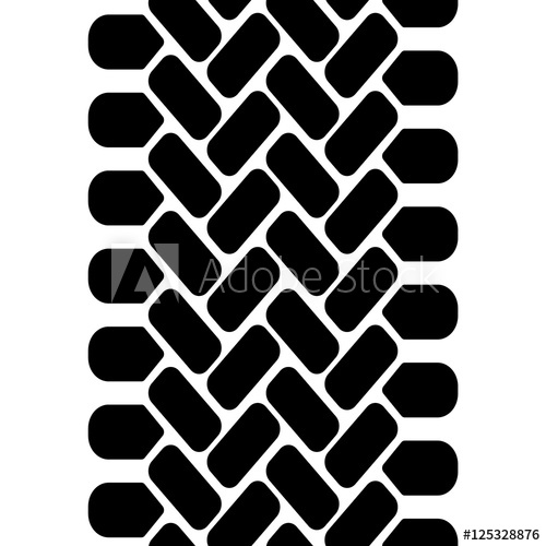 500x500 Black And White Tire Tread Track Seamless Pattern, Vector