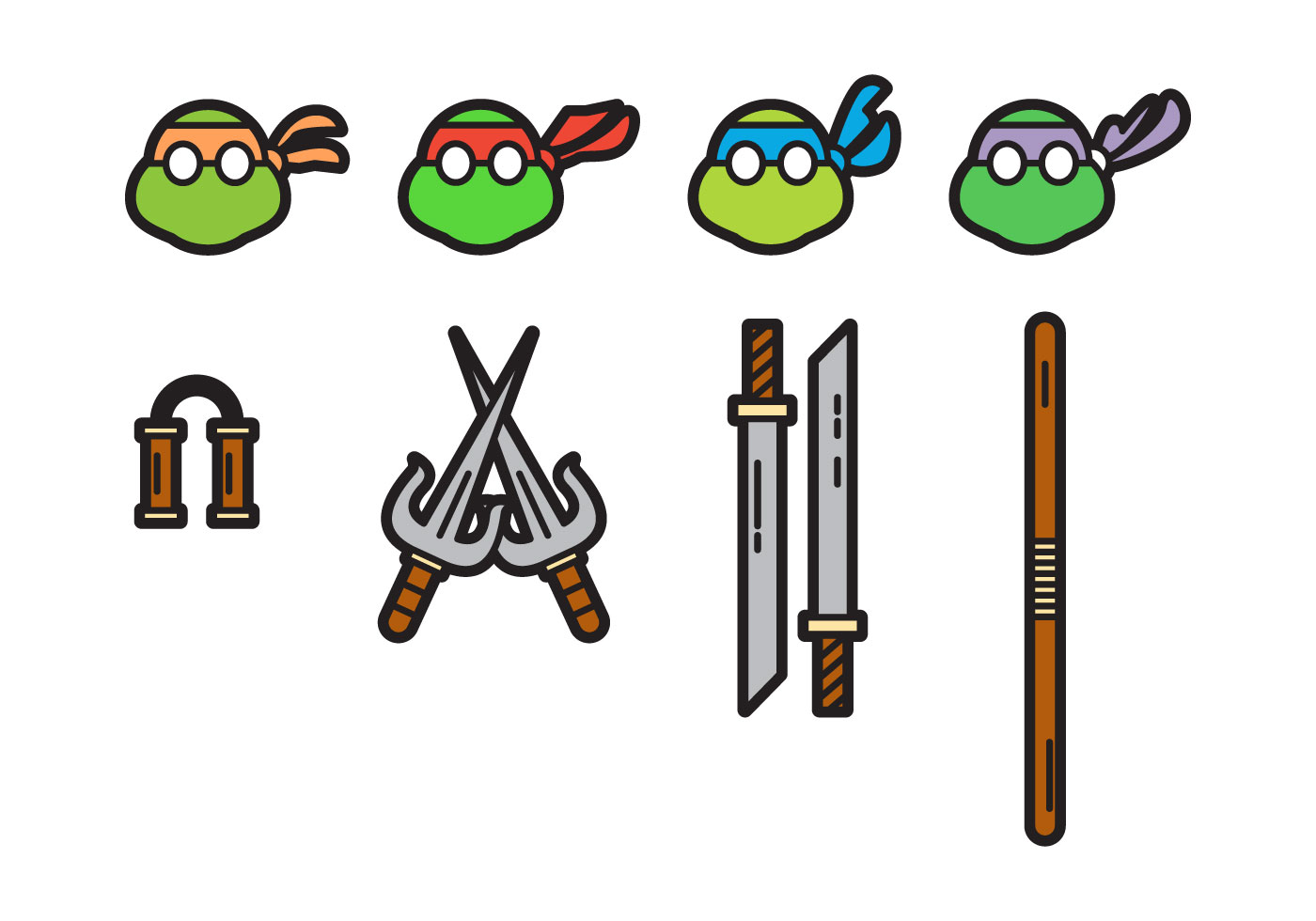 1400x980 Free Cute Ninja Turtles Vectors