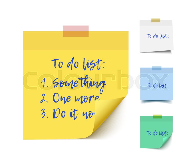 800x662 Color Realistic Vector Sticky Notes With Shadow And Text Isolated