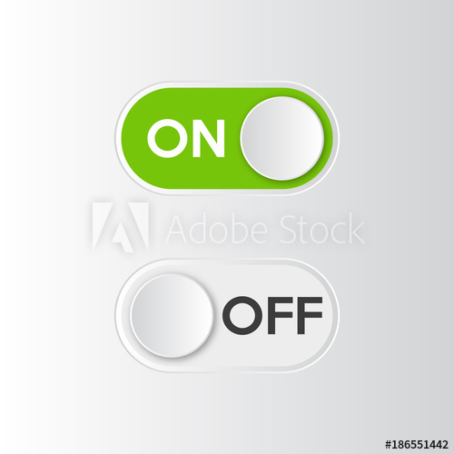 500x500 Icon On And Off Toggle Switch Button. Vector Illustration.
