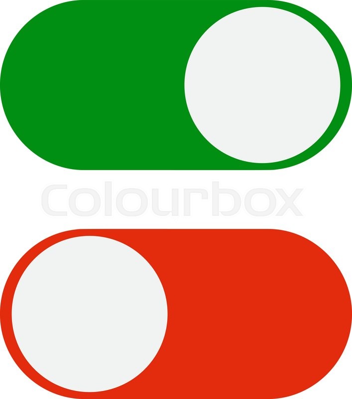 707x800 Toggle Switch Icon, Green In On Position, Red In Off, Vector