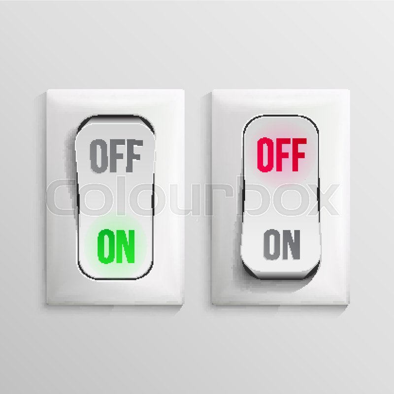 800x800 3d Toggle Switch Vector. White Switches With On, Off Position