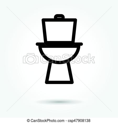 450x470 Flush Toilet Icon Vector On White Background.