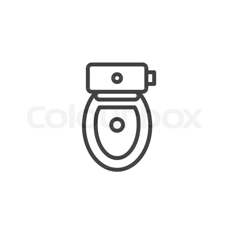 800x800 Toilet Bowl With Seat Cover Top View Outline Icon. Linear Style