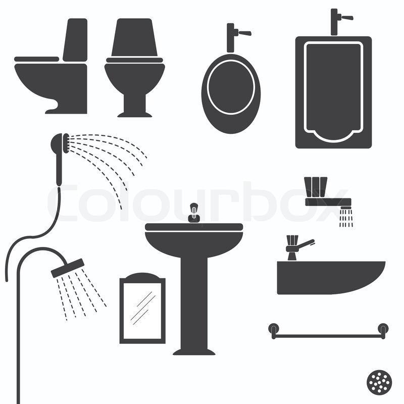 800x800 Image Of Sanitaryware Toilet Vector Set, Toilet Icons Set Stock