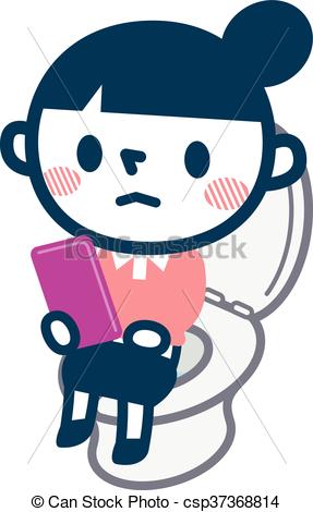 287x470 Woman To See The Mobile Phone In The Toilet. Vector Illustration