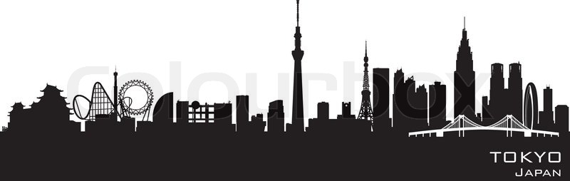 800x254 Tokyo Japan Skyline Detailed Vector Silhouette Stock Vector