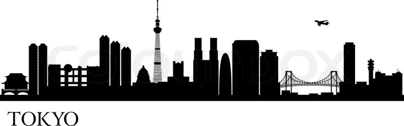 800x251 Tokyo City Silhouette. Vector Skyline Illustration Stock Vector