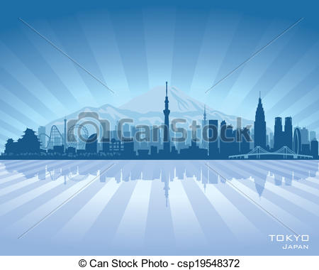 450x380 Tokyo Japan City Skyline Vector Silhouette Illustration.
