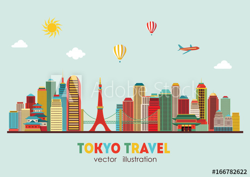 500x354 Tokyo Skyline. Vector Illustration