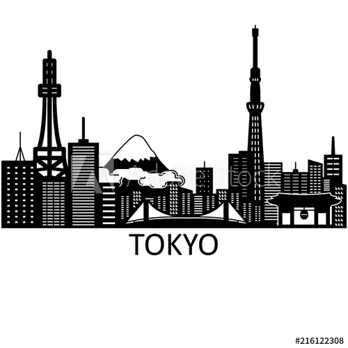500x500 Tokyo Skyline. Vector.