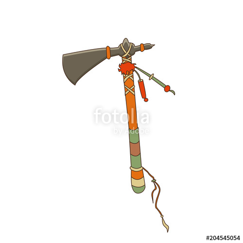 500x500 Vector Illustration Of An Indian Tomahawk. Cartoon Style. Wild