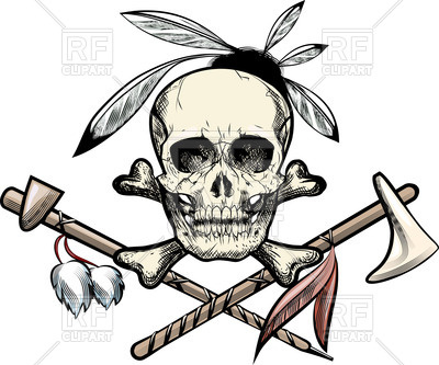 400x333 Skull With Feathers,tomahawk And Smoking Pipe Vector Image