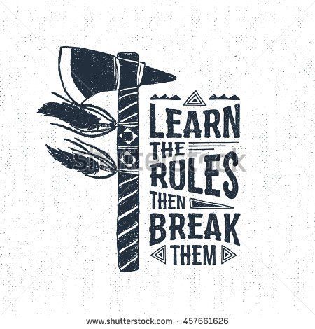 450x470 Hand Drawn Tribal Label With Textured Tomahawk Vector Illustration