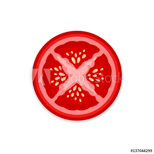 500x500 Fresh Ripe Tomato Slice Vector Icon On White Background