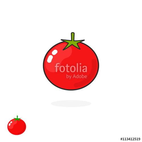 500x500 Tomato Vector Icon Isolated On White, Flat Cartoon Tomato