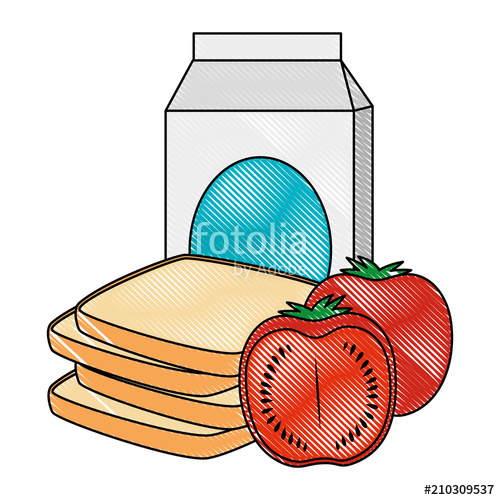 500x500 Milk Box Pack With Tomato Vector Illustration Design Stock Image