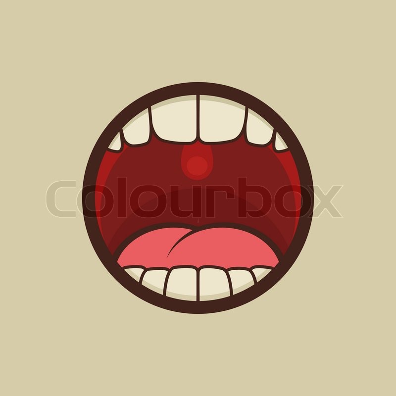 800x800 Open Mouth With Teeth And Tongue Vector Illustration Stock