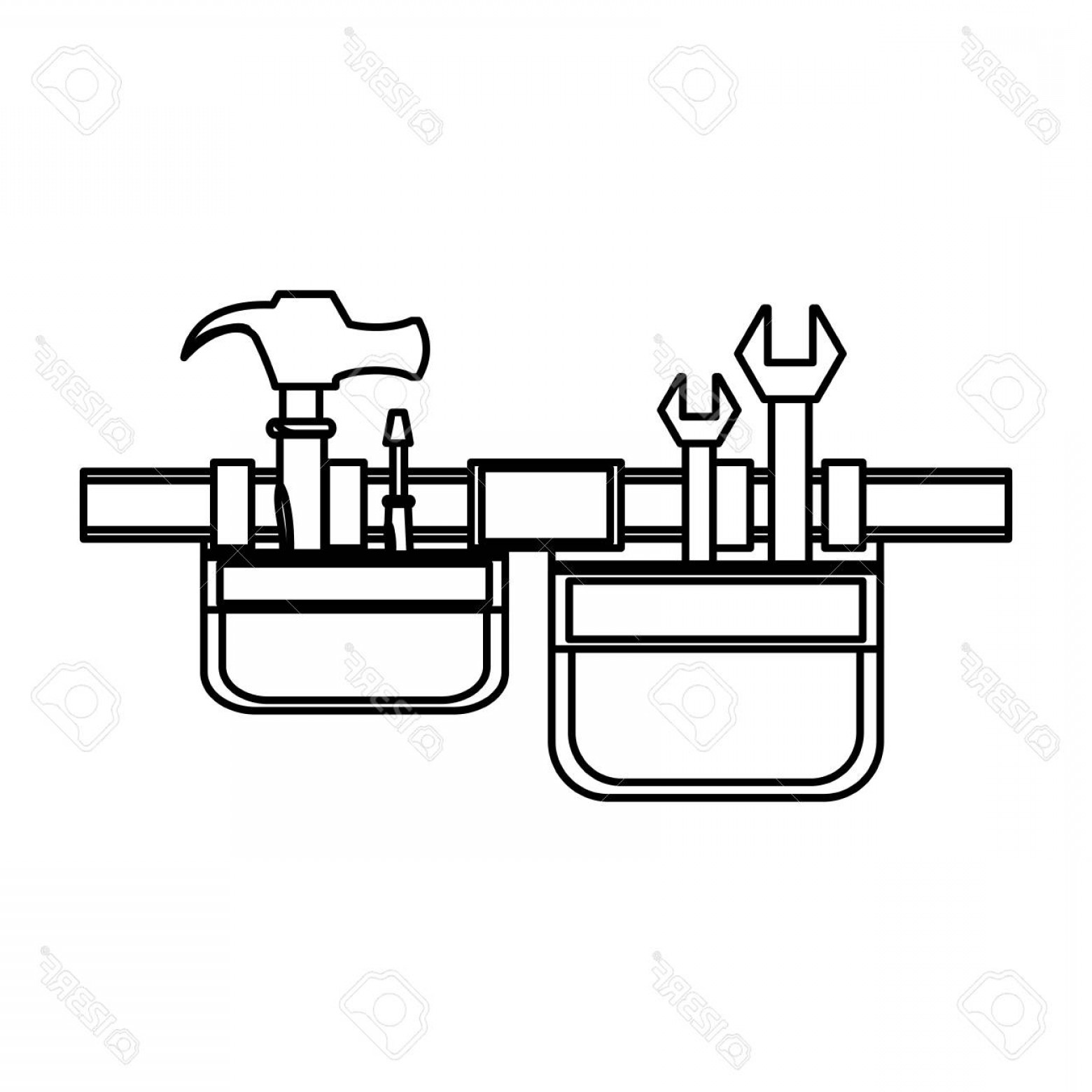 1560x1560 Photostock Vector Flat Line Uncolored Tool Belt Over White