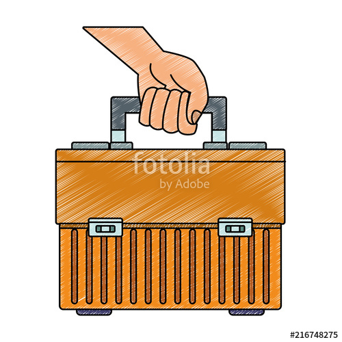 500x500 Hand Holding Toolbox Vector Illustration Graphic Design Stock