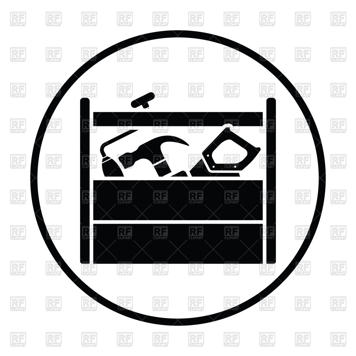 1200x1200 Thin Circle Design Of Retro Tool Box Icon Vector Image Vector