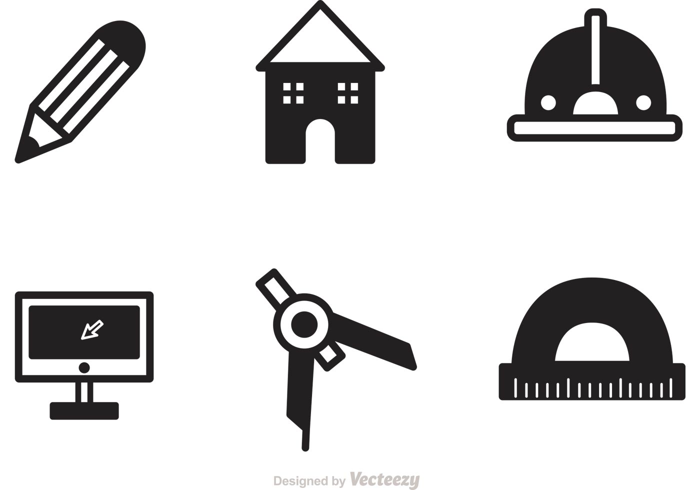 1400x980 Black Architecture Tools Icons Vector