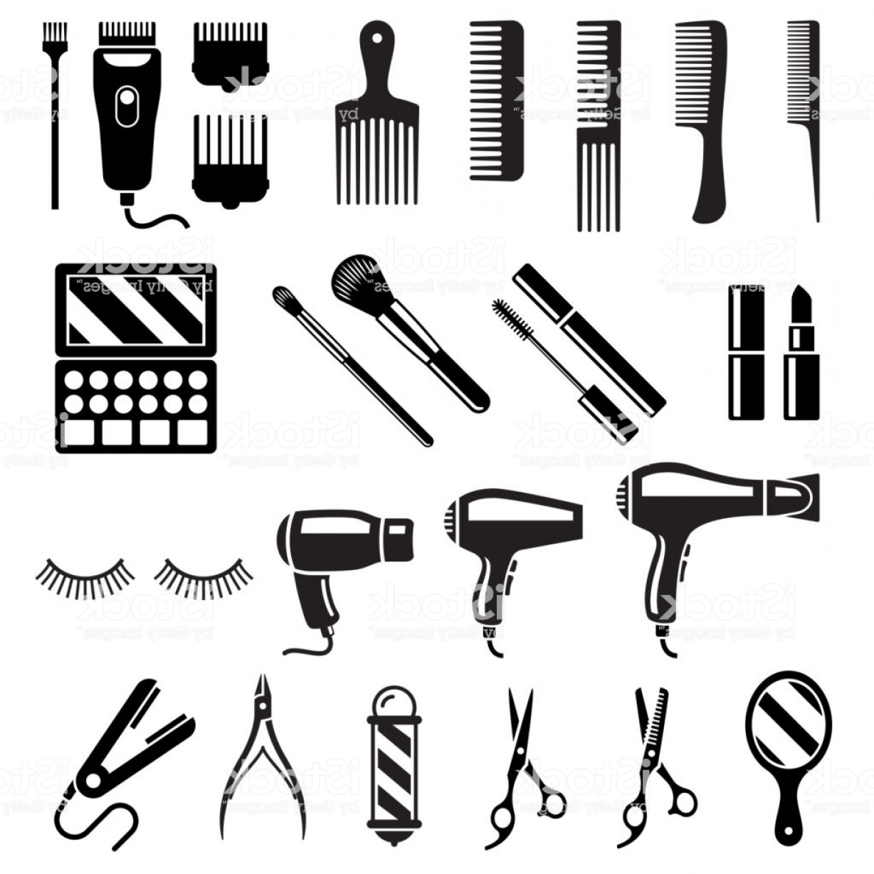 1228x1228 Set Of Beauty Salon Tools Vector Illustrations Gm Rongholland