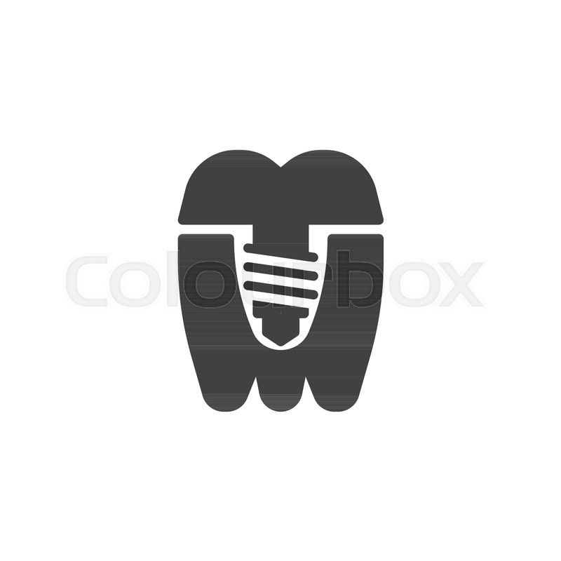 800x800 Dental Implant Tooth Icon Vector, Filled Flat Sign, Solid