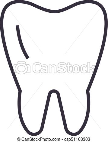 358x470 Cute Tooth Vector Line Icon, Sign, Illustration On Background