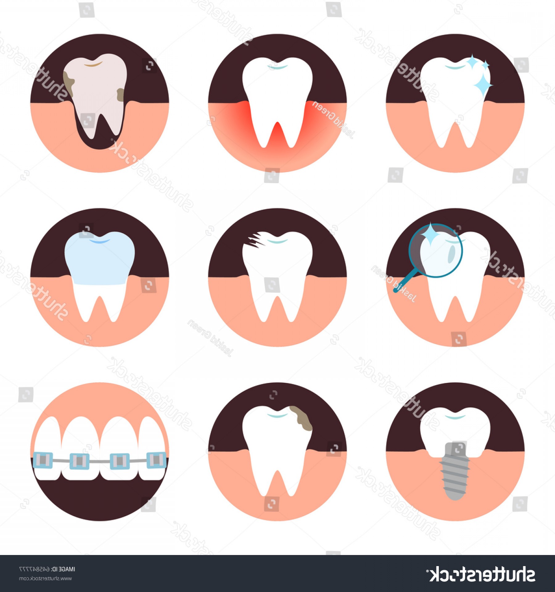 1800x1920 Flat Design Tooth Vector Icon Set Shopatcloth