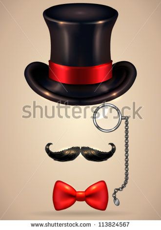330x470 Vintage Silhouette Of Top Hat, Mustaches, Monocle And A Bow Tie
