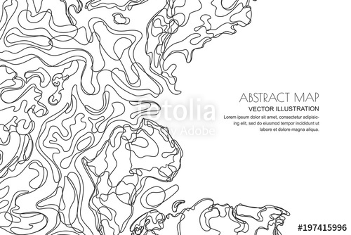 500x334 Vector Abstract Contour Topographic Map. Outline Black White