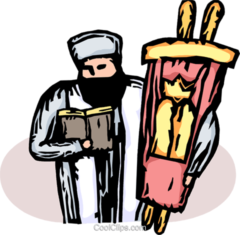 480x470 Rabbi With The Torah Royalty Free Vector Clip Art Illustration