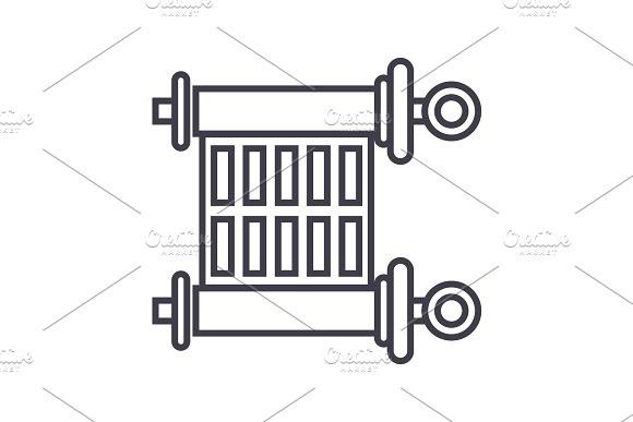 580x387 Scroll,torah Vector Line Icon, Sign, Illustration On Background