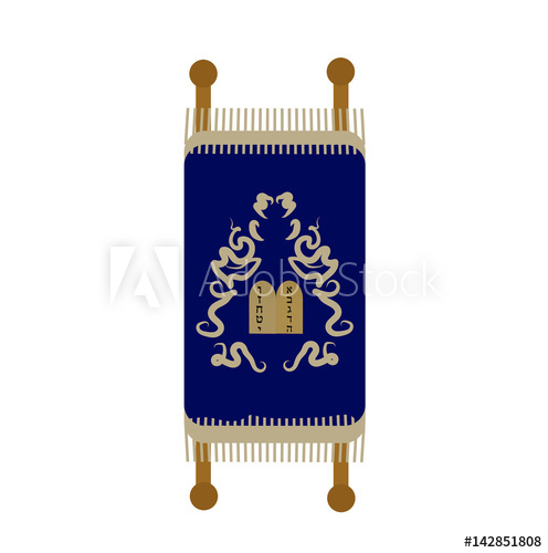496x500 Torah Icon, Flat, Cartoon Style. Scroll Isolated On White