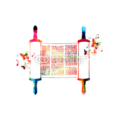 400x400 Colorful Torah Scroll Vector Illustration. Jewish Torah With