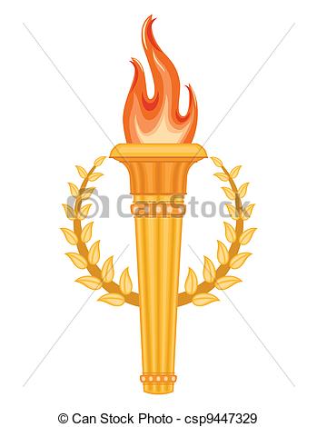349x470 Greek Olympic Torch With Golden Crown Of Laurels. Olympics Games