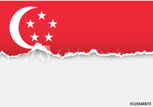 500x350 Design Flag Singapore From Torn Papers With Shadows