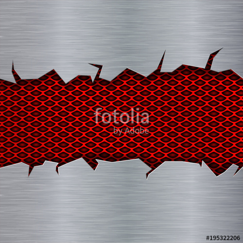 500x500 Dark Metal Background With Torn Edges And Red Perfroated Plate