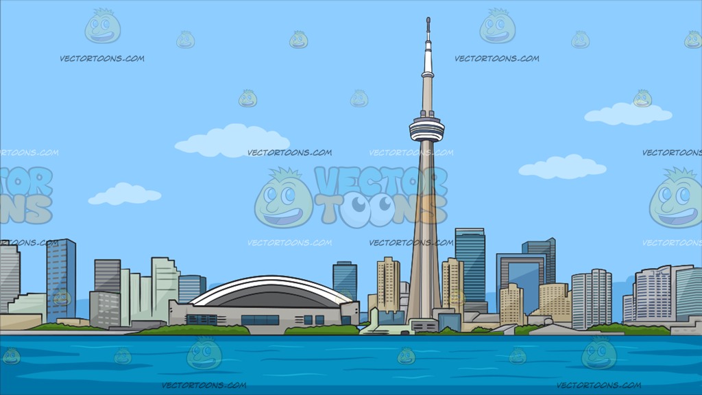 1024x576 The Toronto Skyline Background Clipart By Vector Toons