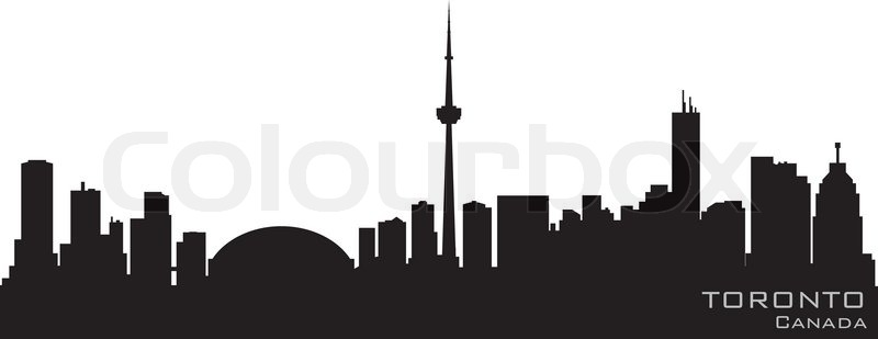 800x309 Toronto Canada Skyline Detailed Vector Silhouette Stock Vector