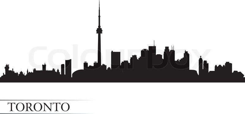 800x373 Toronto City Skyline Silhouette Background, Vector Illustration