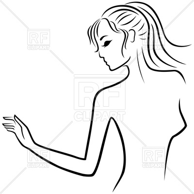 400x400 Outline Of Young Beautiful Woman Torso Vector Image Vector