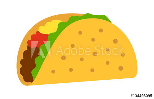 500x322 Taco With Tortilla Shell Mexican Lunch Flat Color Vector Icon For