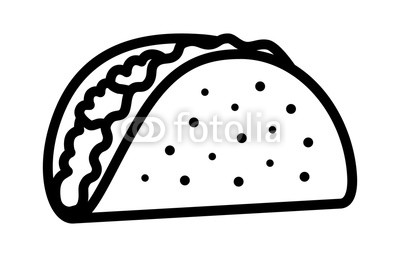 400x257 Taco With Tortilla Shell Mexican Lunch Line Art Vector Icon For