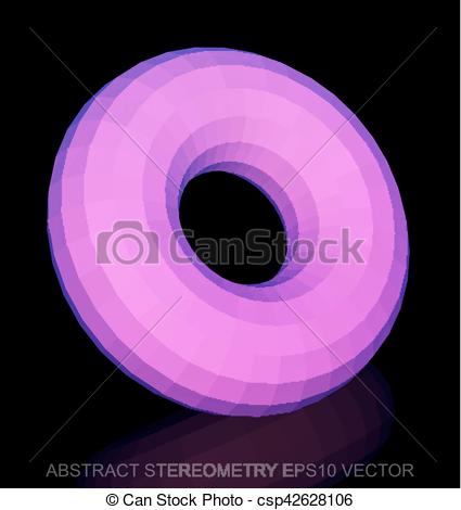 425x470 Abstract Geometry Low Poly Pink Torus. Eps 10, Vector. Abstract