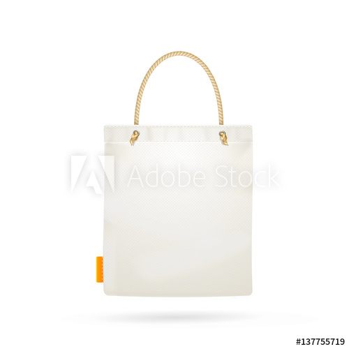 500x500 Template Blank White Fabric Cloth Tote Bag. Vector