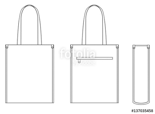 500x370 Tote Bag Technical Drawing Flat Sketches Stock Image And Royalty
