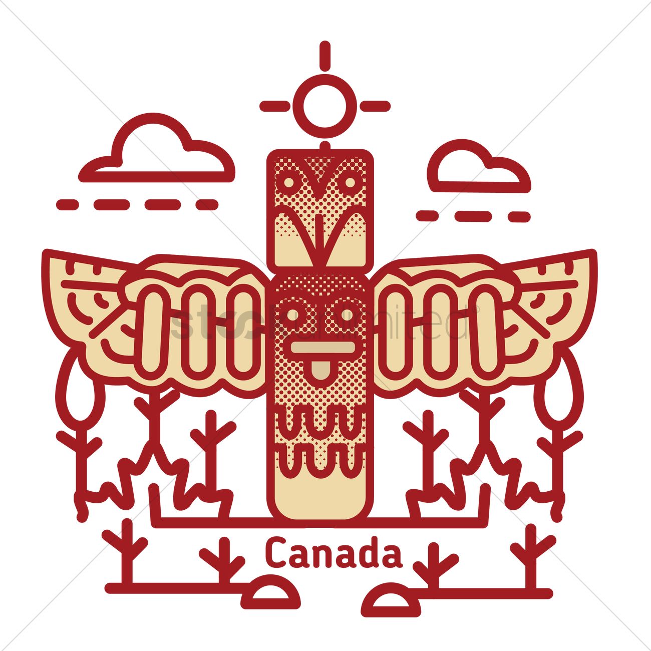 1300x1300 Totem Pole Vector Image